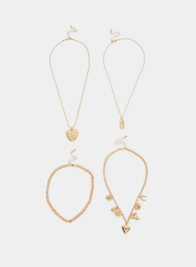 Styli Pack of 4 - Gold Layered Charm Necklace